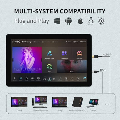 13.3 inch Capacitive Multi-Touch Screen Industrial Monitor, 16:9 Display 1920 x 1080P, Built-in Speakers, VGA & HD-MI Monitor for PC, POS, Small Business, Restaurant - size: 13.3-inch