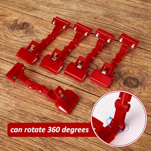 Honeydak Red 50 Pcs Sign Holder Clips Bulk for Grocery Retail Display Plastic Shelf Price Sign Clamps Double Sided Swivel Holder with Antislip Padding Rotatable Merchandising Clips for Store - color: Red