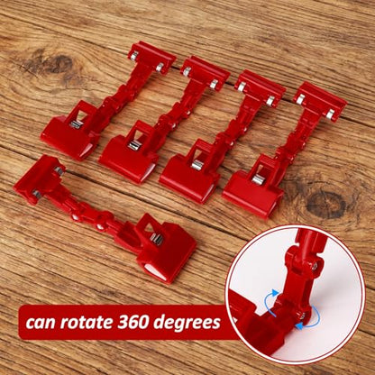 Honeydak Red 50 Pcs Sign Holder Clips Bulk for Grocery Retail Display Plastic Shelf Price Sign Clamps Double Sided Swivel Holder with Antislip Padding Rotatable Merchandising Clips for Store - color: Red