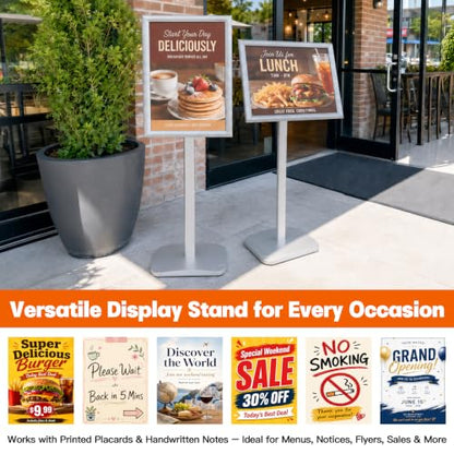 Pedestal Sign Holder Stand 11"x17", Heavy Duty Standing Sign Holder - color: Sliver, size: 11x17 in