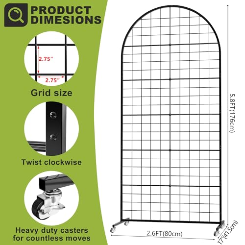 VGMiu Grid Wall Panel 2.6' x 5.8' FT Metal Grid Display Stand 1PCS Black - color: Black, size: 5.8 ft