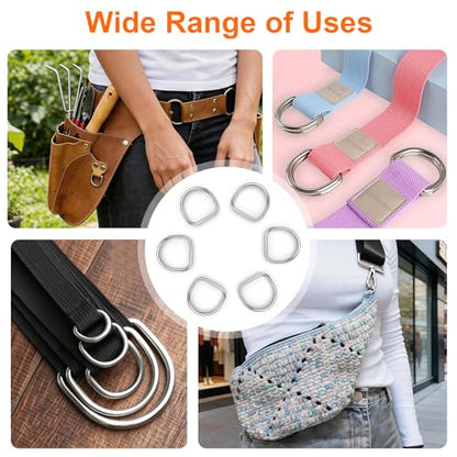 BEYOURD Metal D Rings, Heavy Duty 304 Stainless Steel Welded Dee Rings - color: Id 25mm, size: WD 5mm