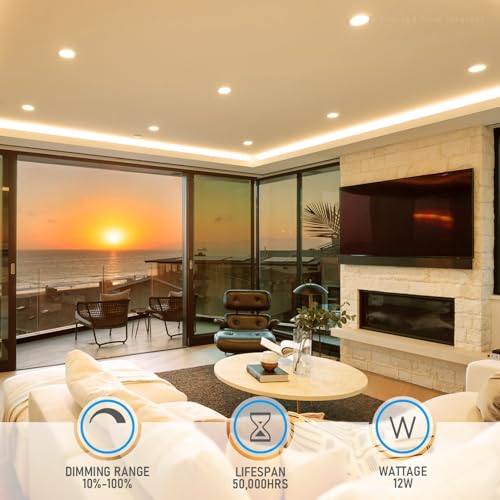 TORCHSTAR 8-Pack 5CCT 6 Inch Slim LED Recessed Lights, Anti-Glare, Aluminum