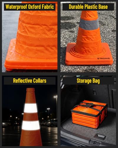 E-riding 18 Inch 2 Pack Collapsible Traffic Cones - size: 18 Inch