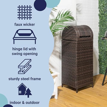happimess Darla 24 Gal Outdoor Trash Can Swing Top, Brown - color: Brown, size: 24 Gallons