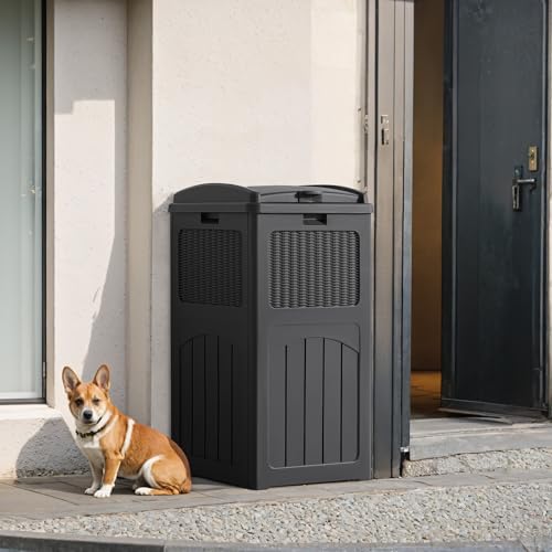 Flamaker 30 Gallon Trash Can, Resin Outdoor Garbage Can with Lid - color: Gray, size: 1 Pack