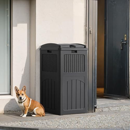 Flamaker 30 Gallon Trash Can, Resin Outdoor Garbage Can with Lid - color: Gray, size: 1 Pack