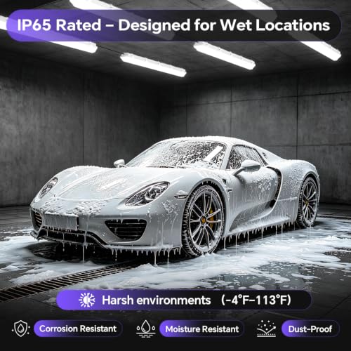 4FT LED Vapor Tight Light 60W 7800LM 5000K IP65 Waterproof Shop Lights - size: 4Pack
