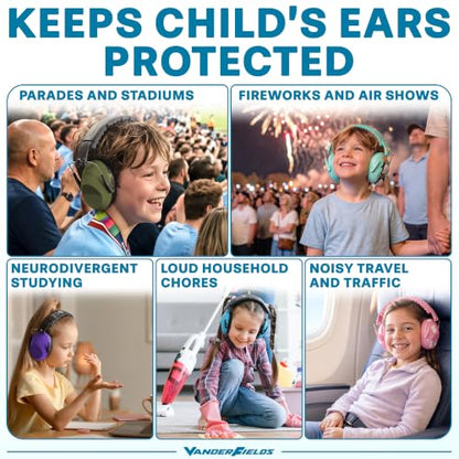 Kids Noise Canceling Headphones - 31 dB (2K Hz) - Ear Protection Earmuffs - color: Green