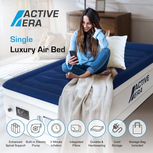 Active Era 21" Twin Air Mattress with Built-in Pump & Raised Pillow - Heavy Duty Puncture Resistant, Waterproof Blow Up Bed - style: Luxury