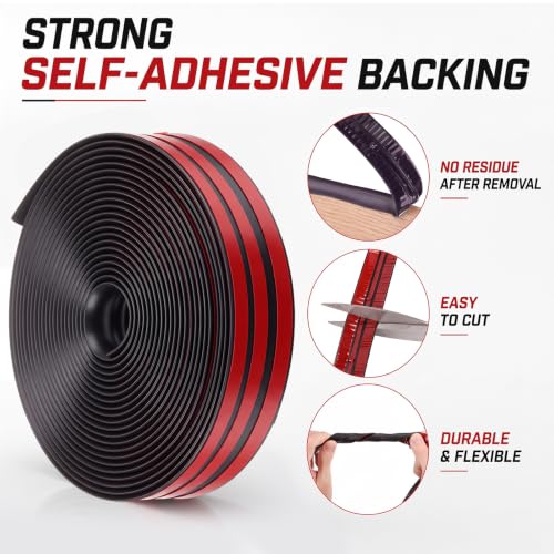 1/4 Inch Rubber Edge Trim 20ft Self-Adhesive U Channel Edge Strip - size: 20ft，1/4 Inch