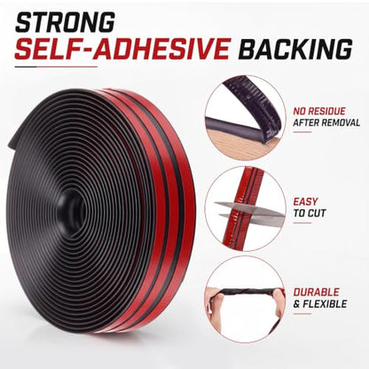 1/4 Inch Rubber Edge Trim 20ft Self-Adhesive U Channel Edge Strip - size: 20ft，1/4 Inch