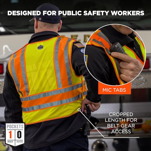 Public Safety Reflective Vest, High Visibility, ANSI Compliant, Breakaway, 6XL/7XL, Ergodyne GloWear 8245PSV,Lime - color: Lime, size: 6X-Large-7X-Large