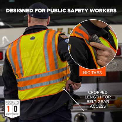 Public Safety Reflective Vest, High Visibility, ANSI Compliant, Breakaway, 2XL/3XL, Ergodyne GloWear 8245PSV,Lime - color: Lime, size: XX-Large-3X-Large