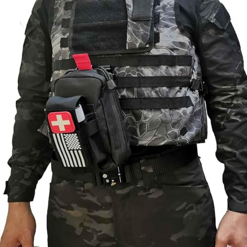 Ifak Med Trauma Kit, Molle Tactical Emergency First Aid Kit,Red Military Survival Molle EMT Medical Kit Refill Supplies Fot Duty Belt - color: RED