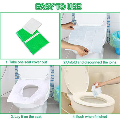 YGDZ Toilet Seat Covers Disposable, 110pcs Flushable Travel Disposable Toilet Seat Covers for Adults Kids Potty Training, Travel Essential Accessories for Airplane, Road Trips, Camping - size: A-Normal Size