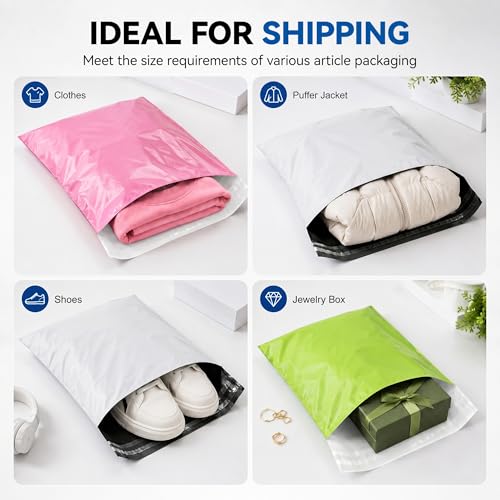 White Poly Mailers 10x13, 100 Pack Self‑Adhesive Shipping Bags - color: White, size: 10"x13"(100pcs)