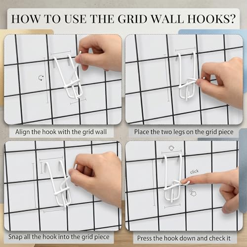 Moxweyeni 25 Pack Grid Wall Hooks, 2 Inch White Gridwall Hanger - color: White, size: 2 Inch