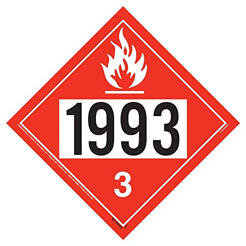 J. J. Keller 993 Placard Class 3 Flammable Liquid, 10.75" x 10.75", 10 Pack