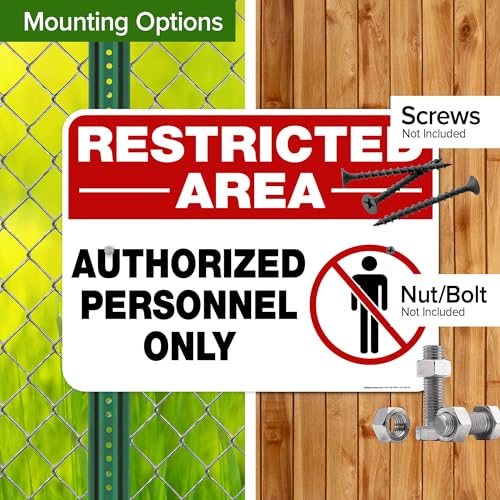 Restricted Area Authorized Personnel Only Sign, 18x24 Inches, Rust Free - size: 18x24 Aluminum