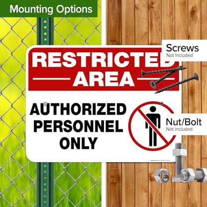 Restricted Area Authorized Personnel Only Sign, 18x24 Inches, Rust Free - size: 18x24 Aluminum