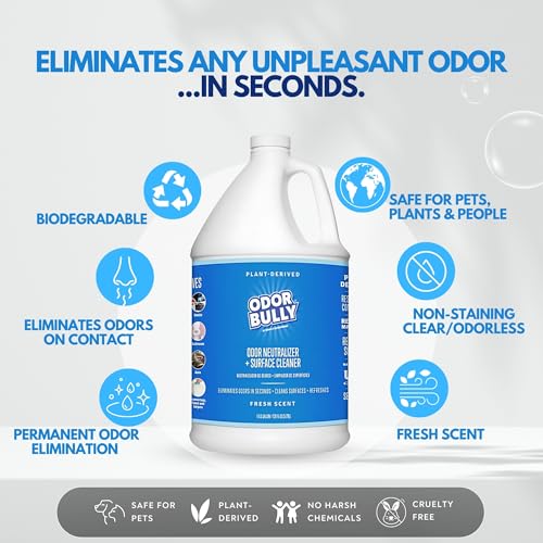 Whip-It Odor Bully Instant Odor Neutralizer - Powerful Plant-Based Formula | Eliminate Stubborn Odors from Home and Car | Fresh Laundry Scent | Dual Purpose Odor Control/Cleaner - 128 oz