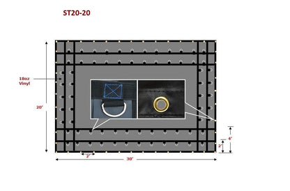 Mytee Products 20' x 20' Black Steel Tarp for Heavy Duty Truck Cargo - 18 Oz Vinly Flatbed Tarps with 6' Drop - Waterproof Tarp for Trailers to Protect Cargo from Wind, Rain, Snow and Sun - size: 20' x 20' (6' Drop)