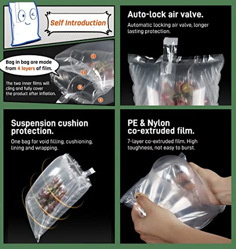(100 Pack + Free Pump ) BZQZDAI 5.9x5.9inch Clear Plastic Inflatable Air Packaging Bags Air Bubble Bag Suspension Packaging Air Pillows Air Cushions Buffer Bags Void Fill Cushioning for Shipping and - size: (100 PACK)5.9x5.9inch