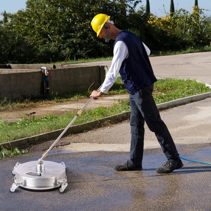 14" Pressure Washer Surface Cleaner with 4 Wheels - Stainless Steel Surface Cleaner for Pressure Washer Attachment for Concrete, Patio, Sidewalk, Deck and Driveways