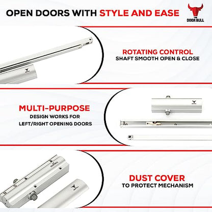 The Door Bull Series 5000 Automatic Door Closer – Hold Open Arm Features - size: 5000 Series, style: Silver