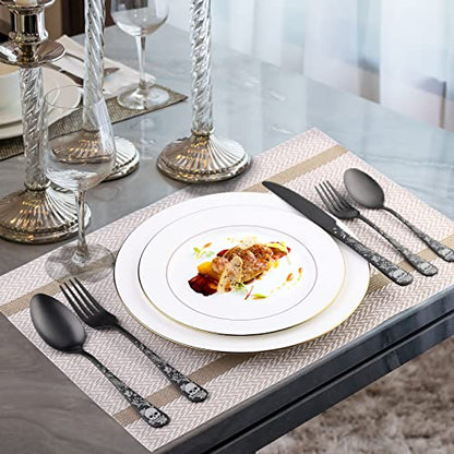 40 Piece Skull Pattern Matte Silverware Set for 8, Black Flatware set Service for 8,Gothic Unique Skull Pattern Design,18/0 Stainless,Satin Finish Cutlery for 8,Dishwasher Safe - color: Matte Black-Skull /40pieces