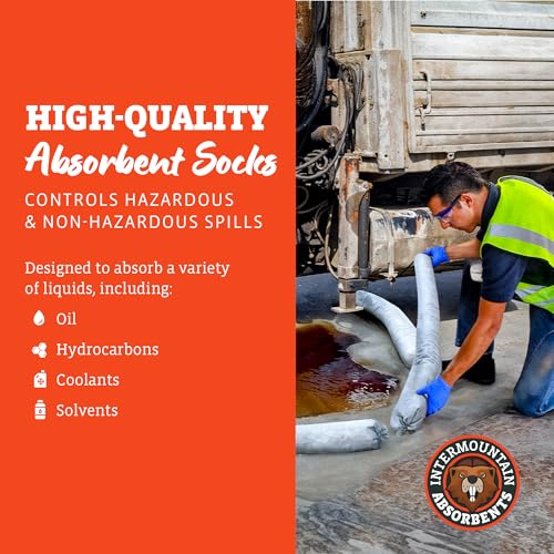 Oil Only Absorbent Socks - 3"x4', 6 Pack - Absorbs Hydrocarbons & Oil Spill Absorbent, Recycled Polypropylene Non-Water Absorbing, Hydraulics Liquid Absorb Sock, Repels Water - size: 3"x4' (6 Pack)