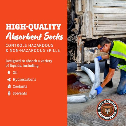 Oil Only Absorbent Socks - 3"x4', 6 Pack - Absorbs Hydrocarbons & Oil Spill Absorbent, Recycled Polypropylene Non-Water Absorbing, Hydraulics Liquid Absorb Sock, Repels Water - size: 3"x4' (6 Pack)