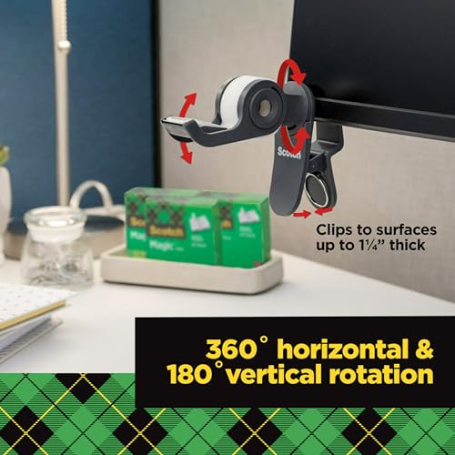 Scotch Brand Clip & Twist Tape Dispenser, Great for Gift Wrapping, Clips to Desks, Tables, Easy Charcoal Gray, 3-Pack (C19-3PK-SIOC) - size: 3-Pack