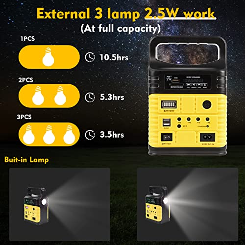 Portable Solar Generator with Panel,10000mAh Power Station for Camping - color: Yellow