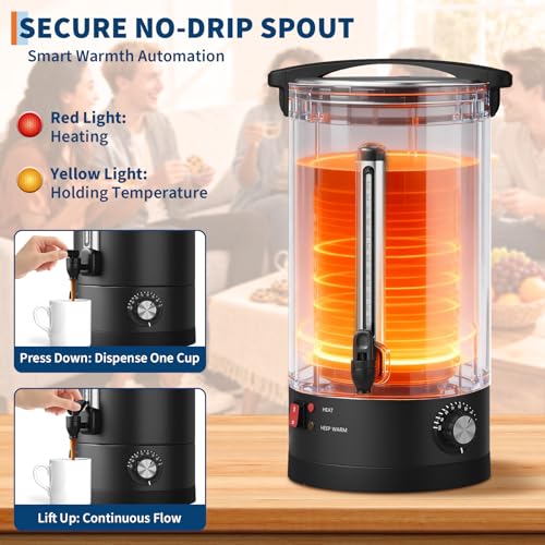 100-Cup (14L/3.8 Gal) Commercial Coffee Urn – Stainless Steel Double-Wall Insulated Hot Beverage Dispenser for Catering, Buffet, Wedding & Office – Black - size: 100 Cups/14L