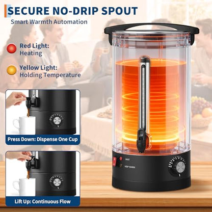 80-Cup (12L) Commercial Coffee Urn – Stainless Steel Double-Wall Insulated Hot Beverage Dispenser with Faucet & Auto Temperature Control for Catering, Office & Weddings – Black - size: 80 Cups/12L