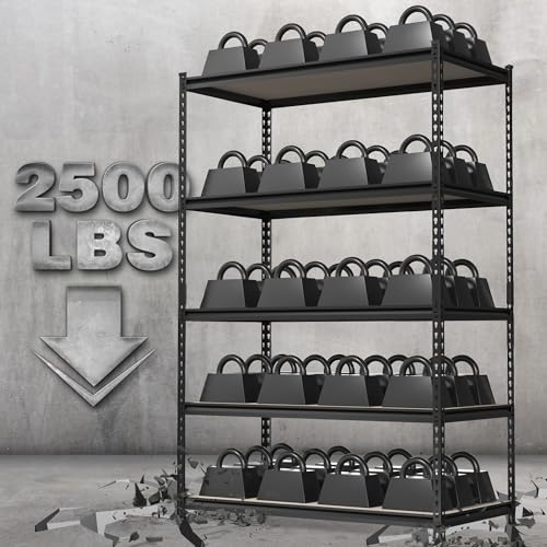 WORKPRO 5-Tier 2500 LBS Load Shelving with Particle Board, 48”Wx24”Dx72”H