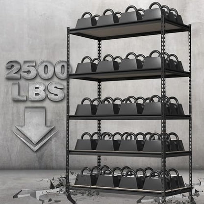 WORKPRO 5-Tier 2500 LBS Load Shelving with Particle Board, 48”Wx24”Dx72”H