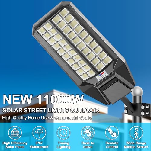 Solar Street Lights Outdoor Waterproof Dusk to Down Heavy Duty 10000W Commercial Large Solar Lights Outdoor Motion Sensor with Remote Control LED Parking Lot Flood Lights for Yard Pathway - size: XL-2Pack