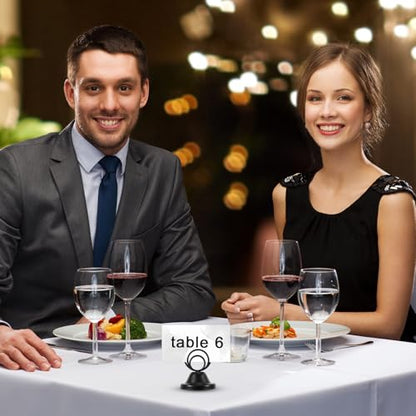 NQEUEPN 12Pcs Table Number Holders, Metal Black Finish Wire Picture Stands