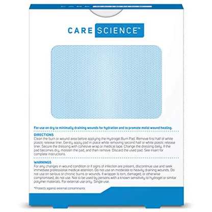 Care Science Hydrogel Burn Dressing, Sterile Pads for Burn Relief, 4 Count