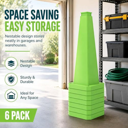 BESEA 3 Pack 36 Inch Green Traffic Cones with Weighted Base - color: Green, size: 36INCH