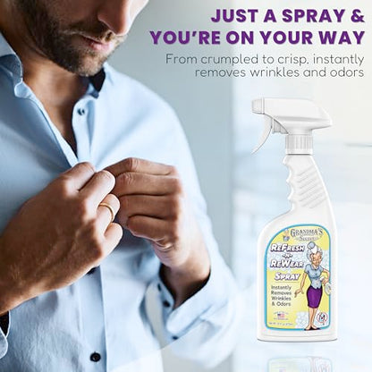 Grandma's Secret Refresh N ReWear Spray - Instantly Removes Wrinkles & Odors - Wrinkle Release, Fabric Refresher Spray, Chlorine, Bleach and Toxin-Free - 16 Ounce, 3 Pack - size: 16.00 Fl Oz (Pack of 3), style: Refresh N Rewear