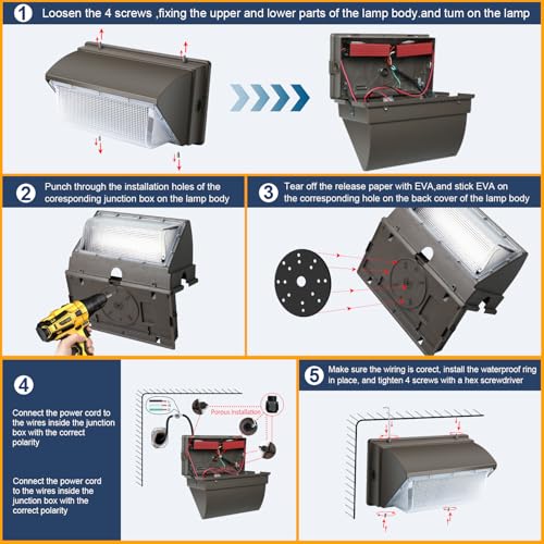 120W LED Wall Pack Light 18000LM 100-277V LED Security Flood Wall Mount Exterior Fixture IP65 Waterproof Commercial Industrial Building Outdoor Wallpack Lights for Barn,Yard,Garage 4 Pack - size: Standard /120/no photocell-4Pack