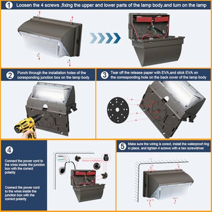 120W LED Wall Pack Light 18000LM 100-277V LED Security Flood Wall Mount Exterior Fixture IP65 Waterproof Commercial Industrial Building Outdoor Wallpack Lights for Barn,Yard,Garage 4 Pack - size: Standard /120/no photocell-4Pack