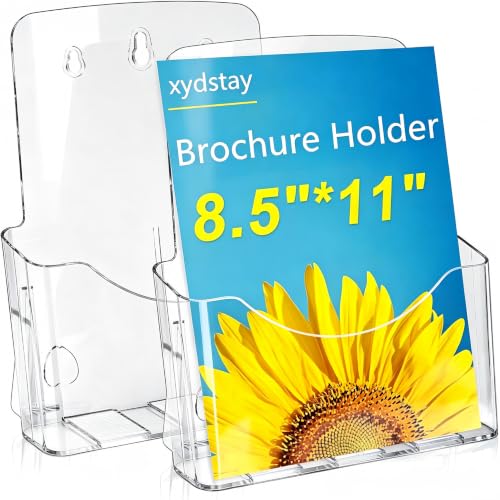 xydstay Acrylic Brochure Holder 8.5x11, Clear Display Stand, 2 Pack - size: 8.5×11
