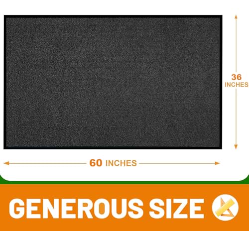 Front Door Mat, 3' x 5' Extra Large Commercial Industrial Rug Heavy Duty Outdoor Indoor Entryway Doormat Low Profile Welcome Entry Door Mat Non Slip Backing for Entrance Home Office,Black - size: 3x5FT