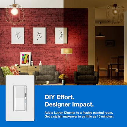 Lutron Caseta Diva Smart Dimmer Starter Kit; Dimmer, Hub, Remote, & More - color: White, size: 1 Pack, style: Smart Dimmer Hub Kit