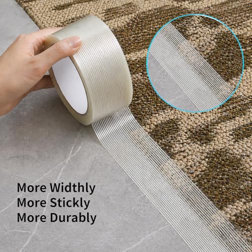 Heavy Duty Clear Packing Tape, 2 Inch x 35 Yards 2 Rolls Strapping Tape, 5.5 Mil Reinforced Fiberglass Tape for Heavy Carton Sealing, Transparent Filament Tape for Bundling and Shipping - size: 2Roll: 2 Inch x 35y